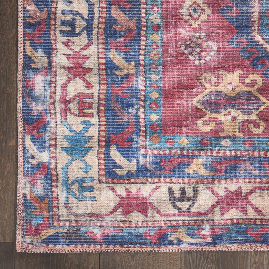 Arella Lynn Red/Navy 2' x 6' Runner Rug - Thumbnail - Image 6