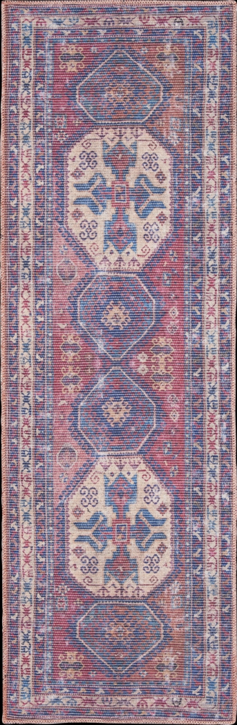 Arella Lynn Red/Navy 2' x 6' Runner Rug - Thumbnail - Image 1