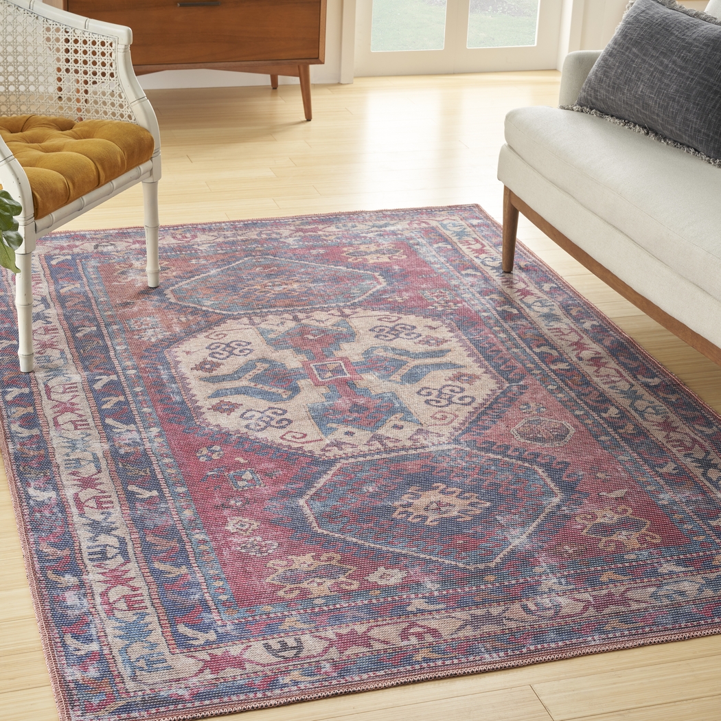 Arella Lynn Red/Navy 4' x 6' Rug - Thumbnail - Image 3