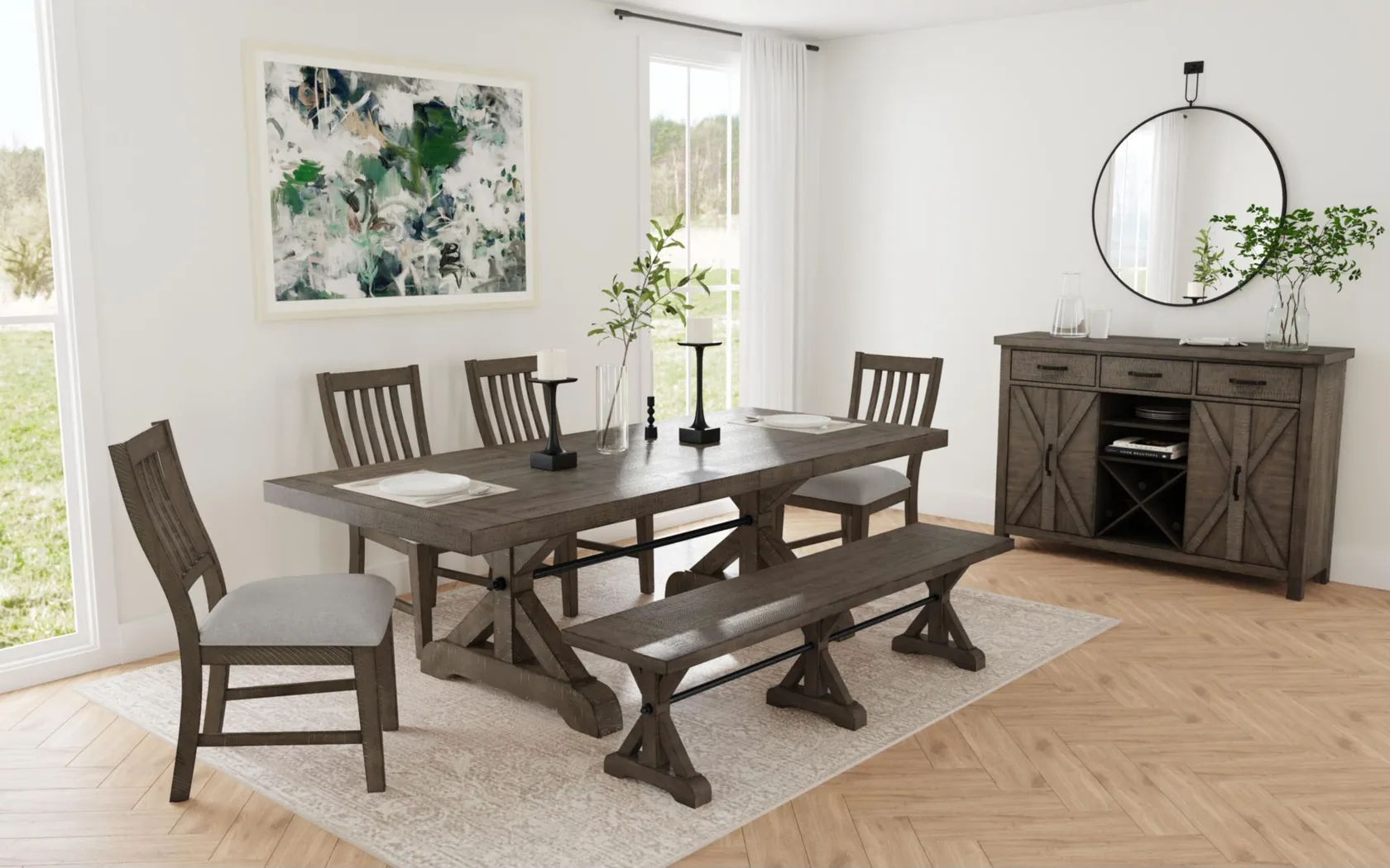 Arevig Brown Dining Bench - Thumbnail - Image 3