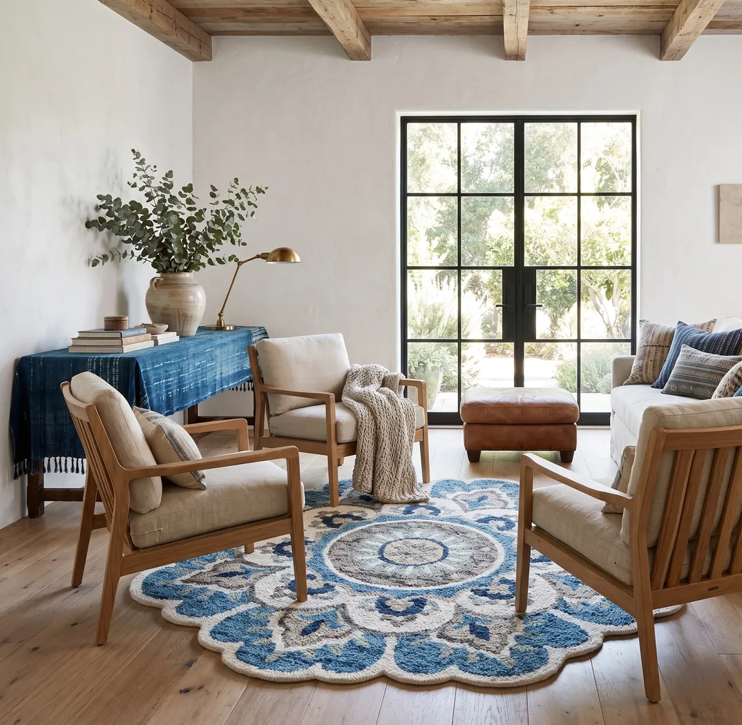 Ariam Blue 4' Round Rug - Thumbnail - Image 9