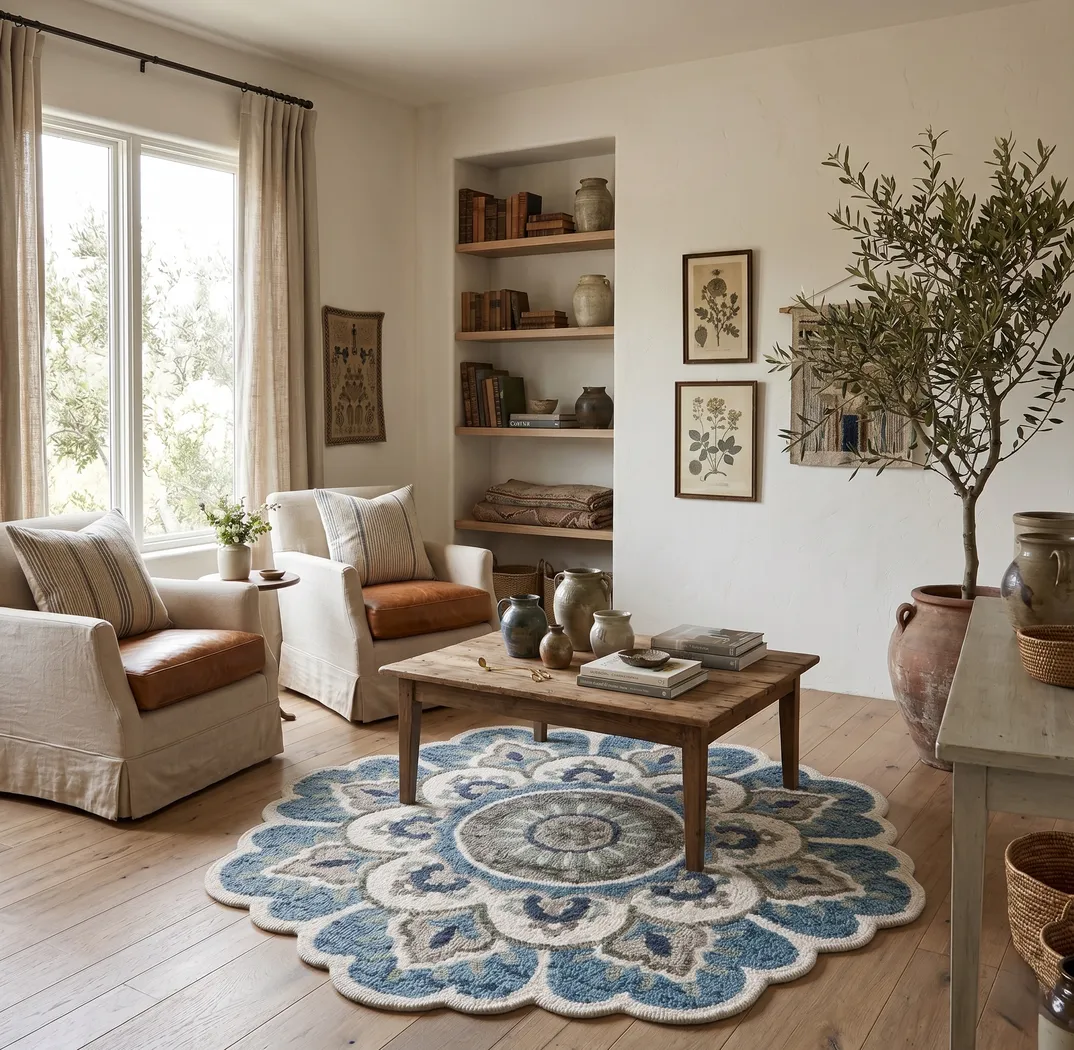 Ariam Blue 4' Round Rug - Thumbnail - Image 10