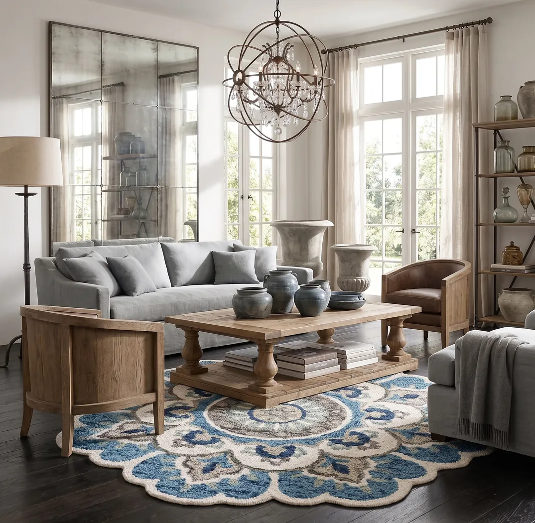 Ariam Blue 4' Round Rug - Thumbnail - Image 8