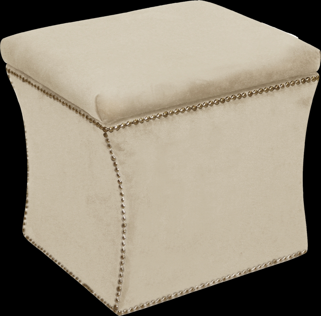 Arielle Square Beige Storage Ottoman - Thumbnail - Image 1