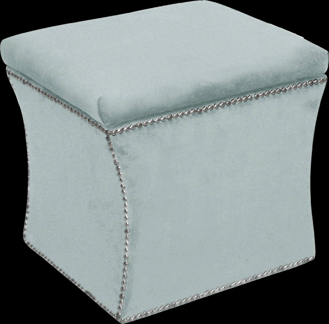 Arielle Square Blue Storage Ottoman - Thumbnail - Image 1