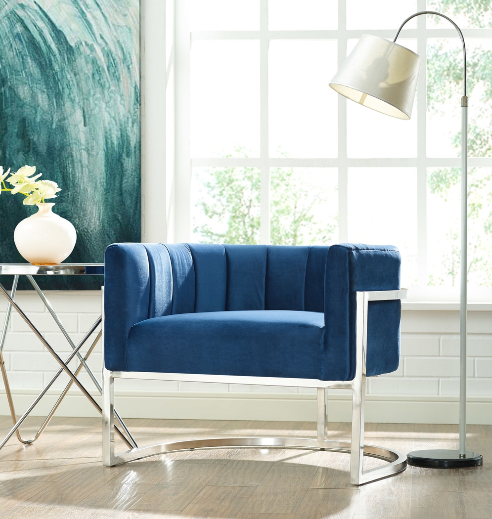 Arietta Navy Accent Chair - Thumbnail - Image 2