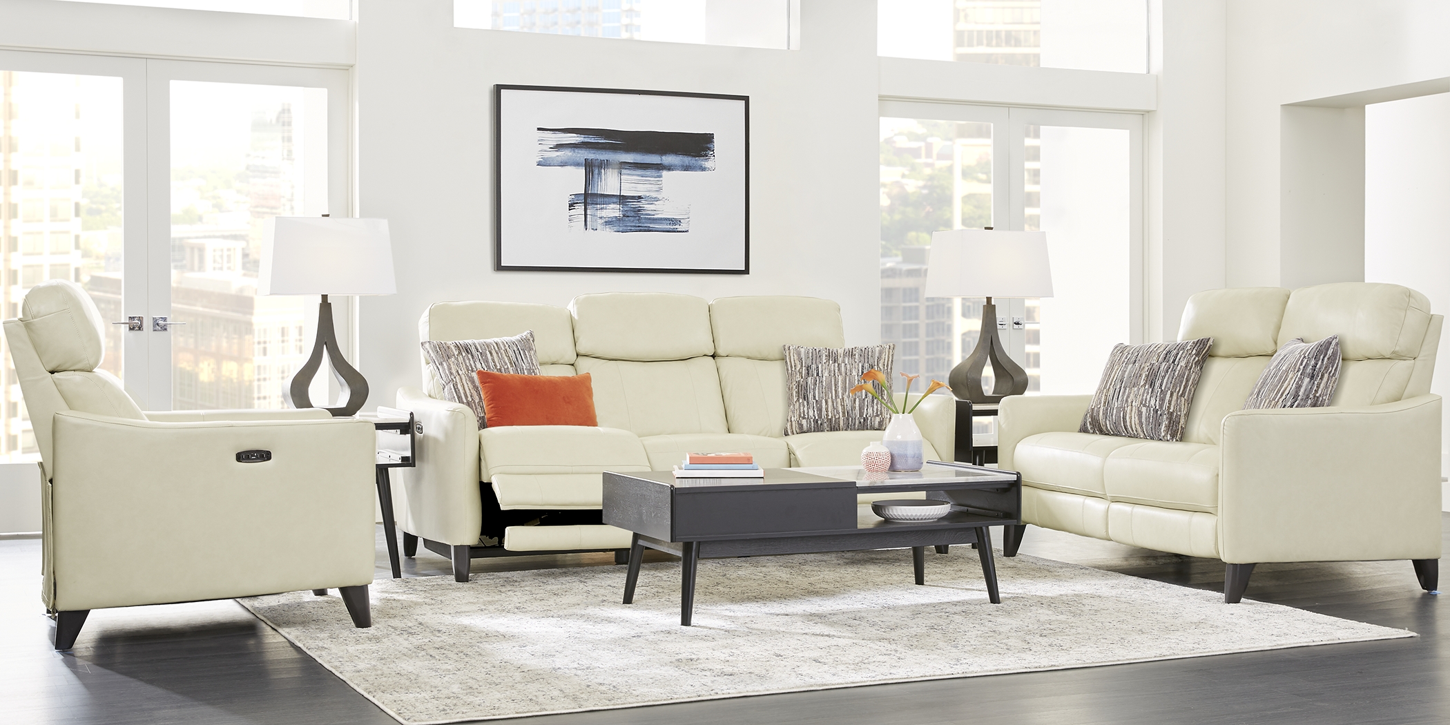 Arilio Beige Leather 3 Pc Living Room with Dual Power Reclining Sofa - Thumbnail - Image 1