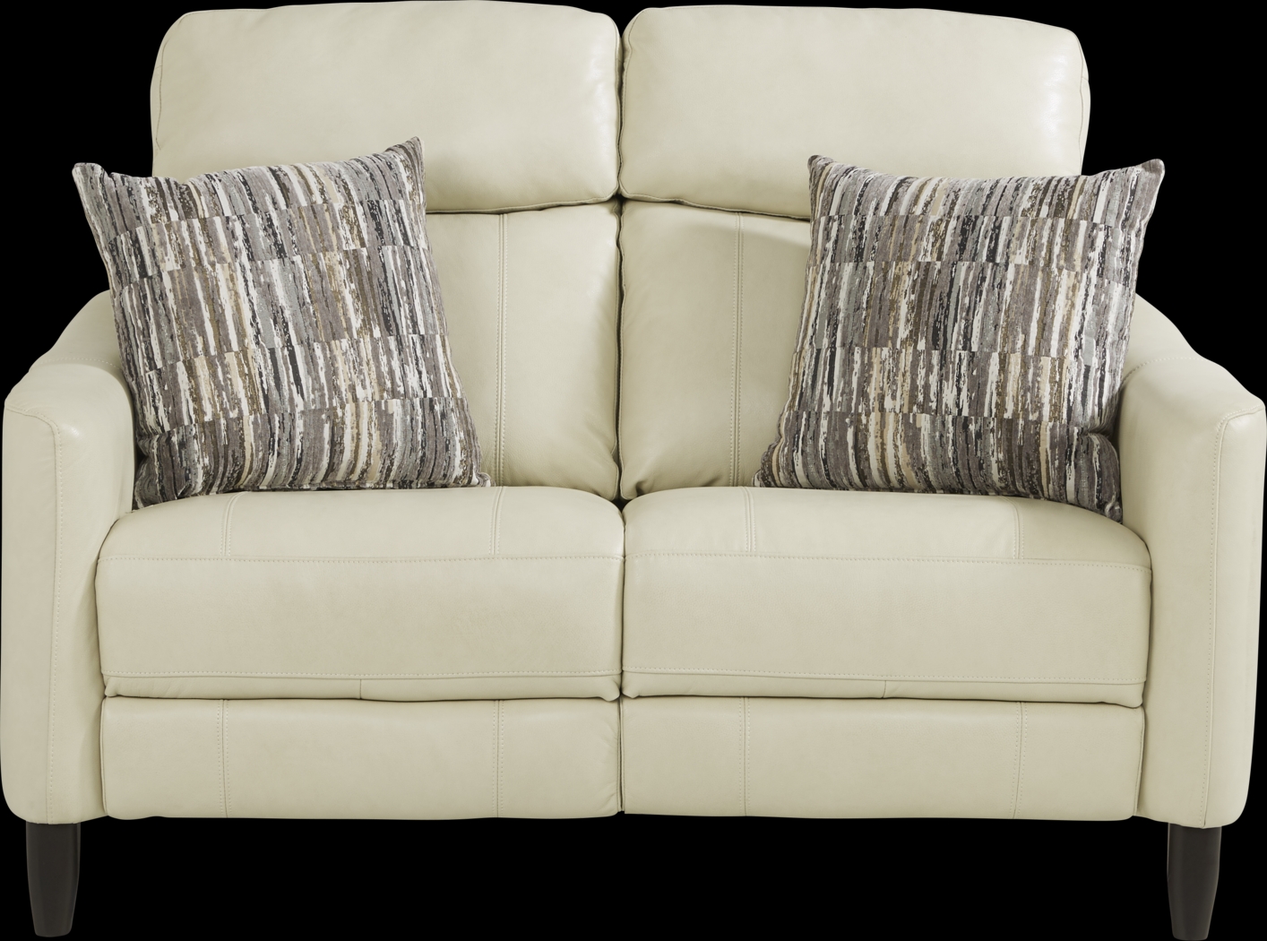 Arilio Beige Leather Loveseat - Thumbnail - Image 1