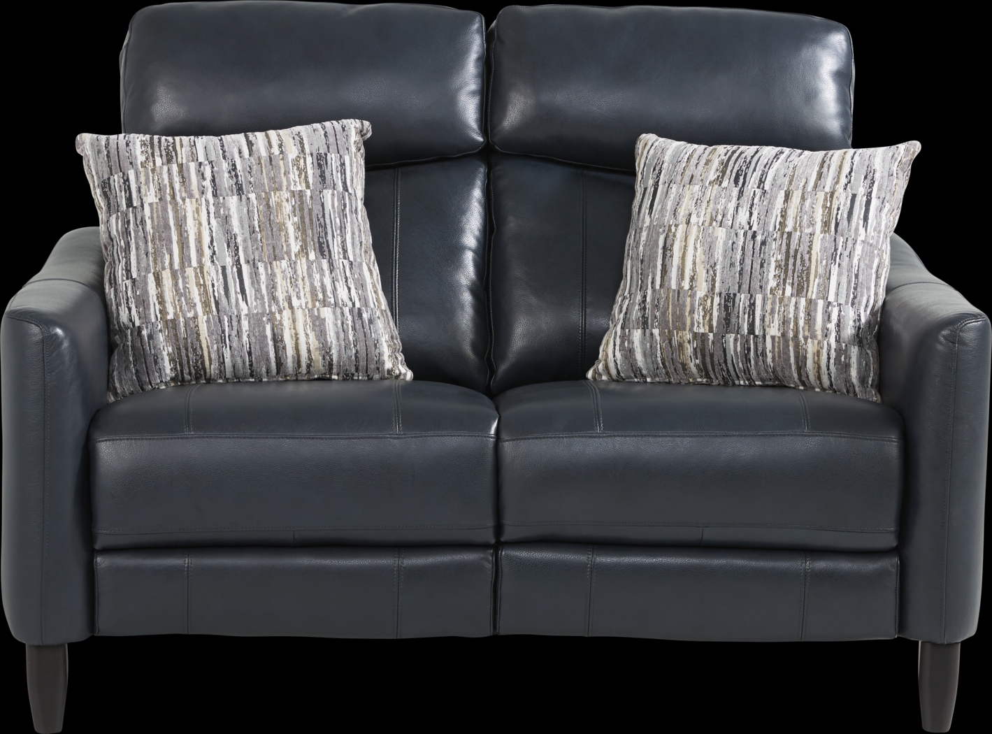 Arilio Navy Leather Loveseat - Thumbnail - Image 1