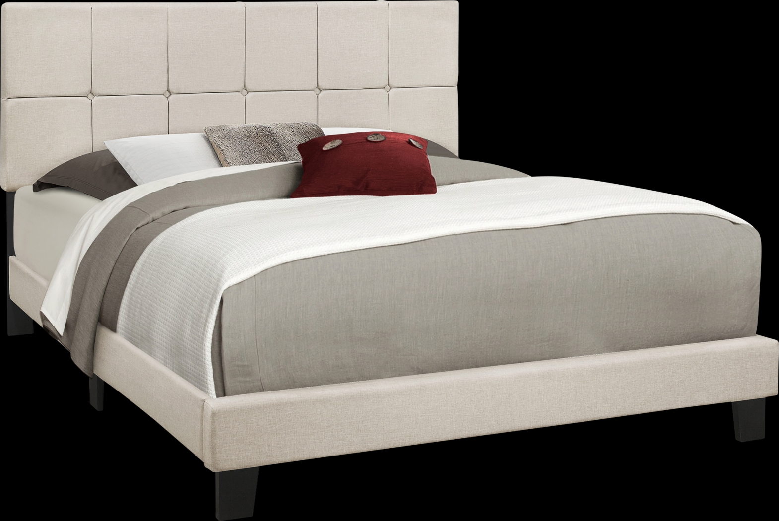 Aripeka Beige Queen Upholstered Bed - Thumbnail - Image 1