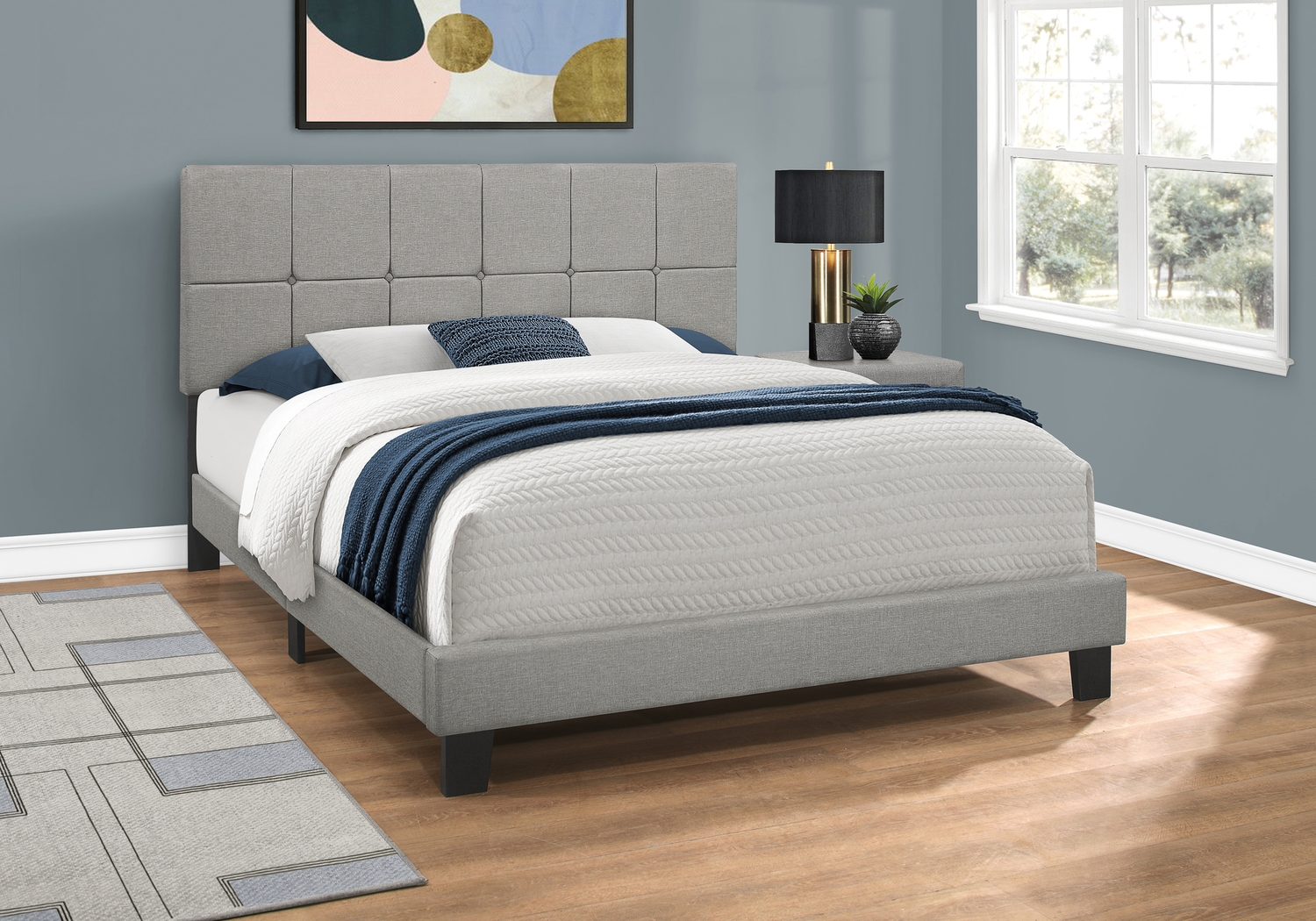 Aripeka Gray Queen Upholstered Bed - Thumbnail - Image 3