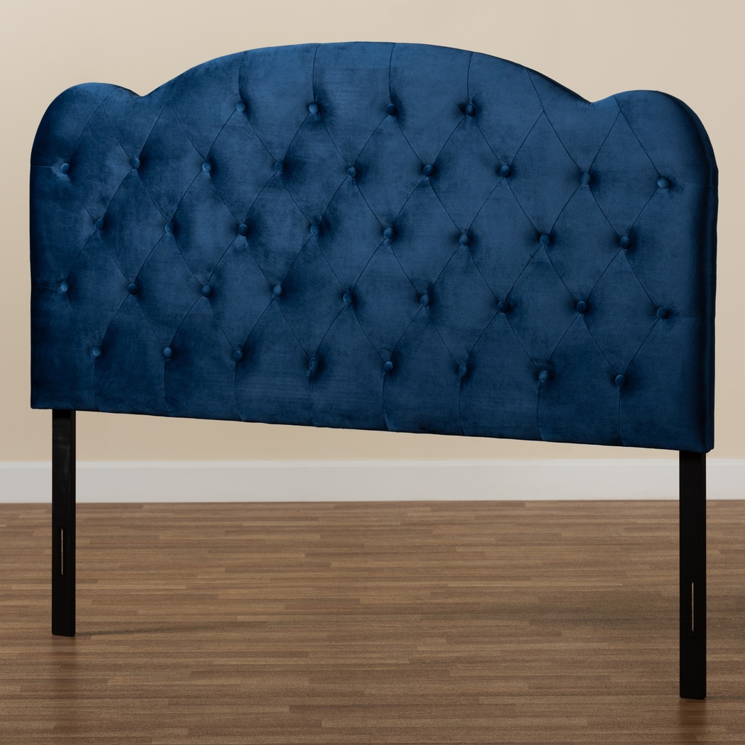 Aristocrate Navy Blue Queen Upholstered Headboard - Thumbnail - Image 5