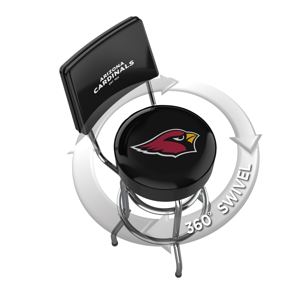 Arizona Cardinals Black Swivel Barstool with Back - Thumbnail - Image 3