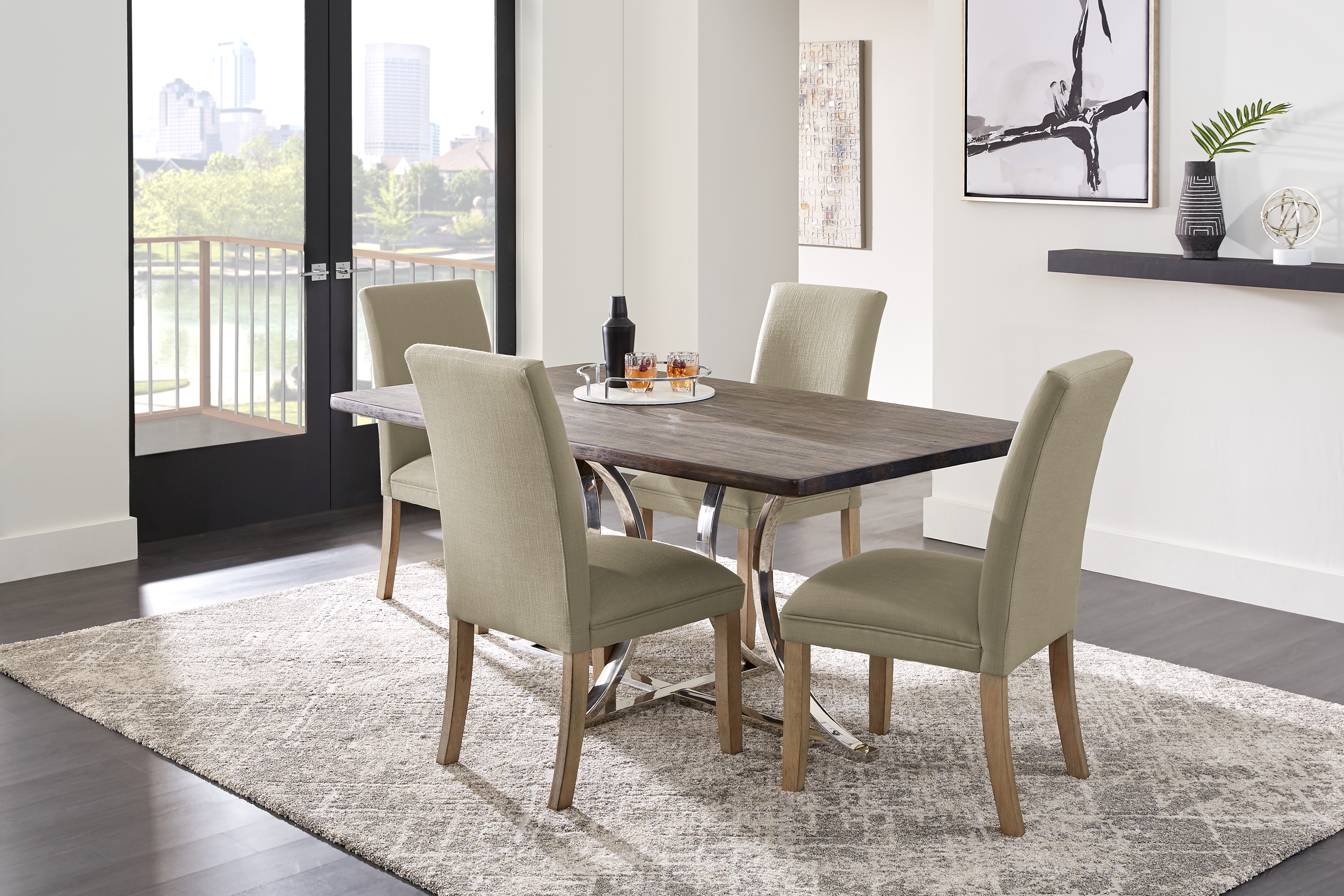 Arland Dark Brown 5 Pc Rectangle Dining Room with Brown Chairs - Thumbnail - Image 1