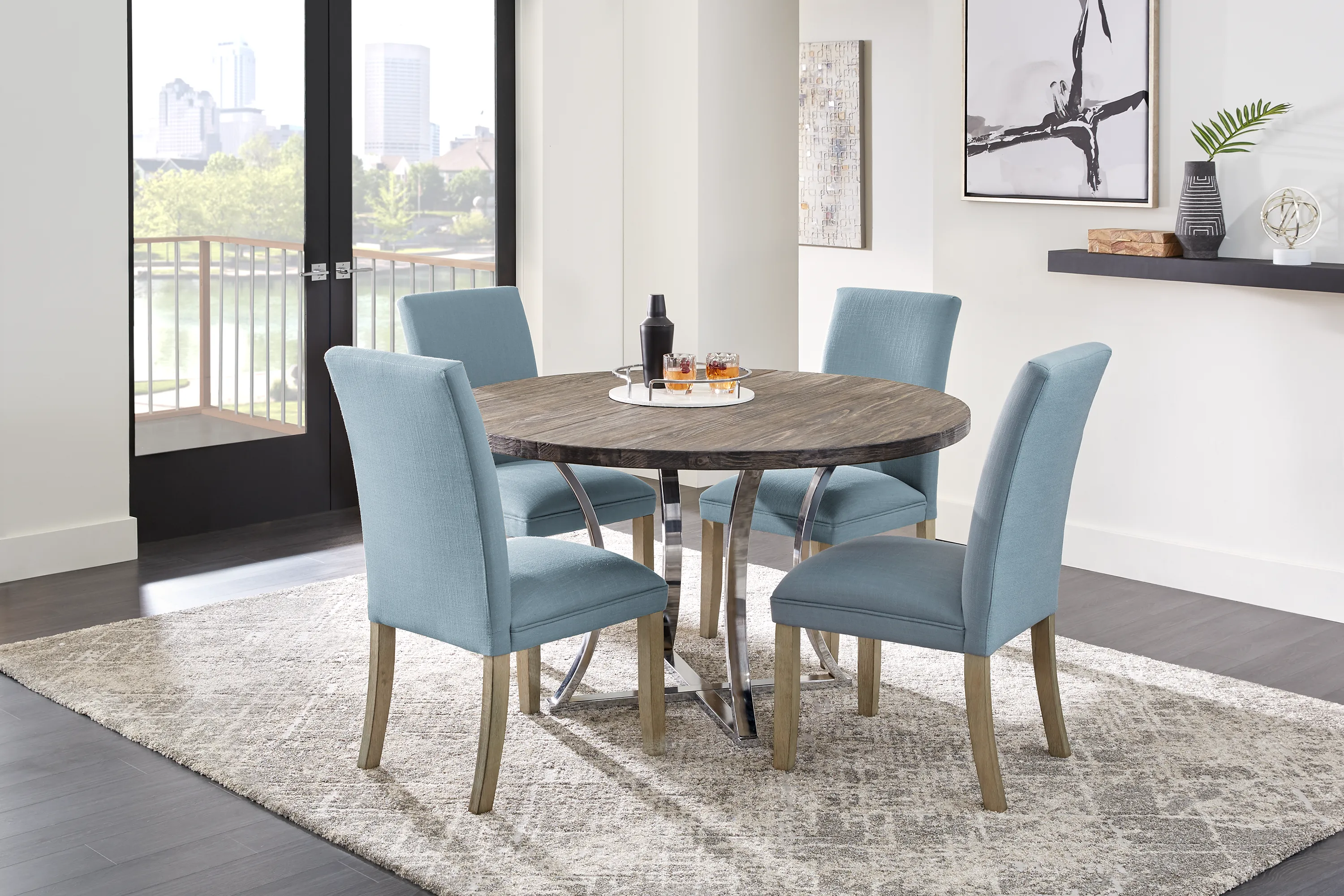 Arland Dark Brown Round Dining Table - Thumbnail - Image 2