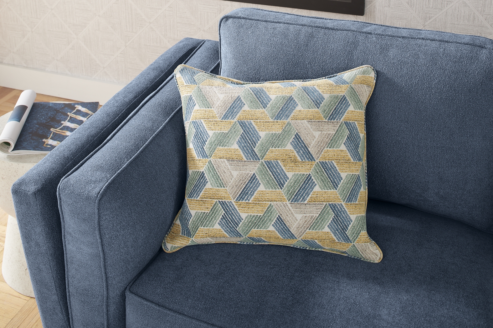 Arlington Denim 8 Pc Living Room with Gel Foam Sleeper Sofa - Thumbnail - Image 4