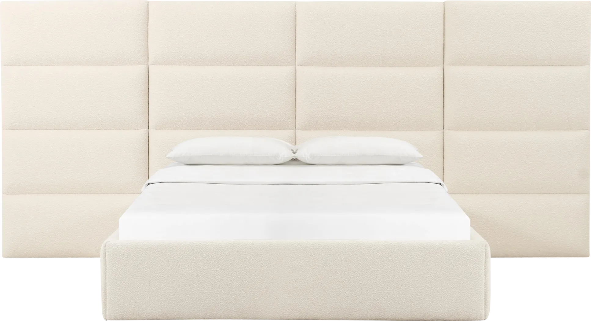 Arliss Cream Boucle King Bed with Wings - Thumbnail - Image 3