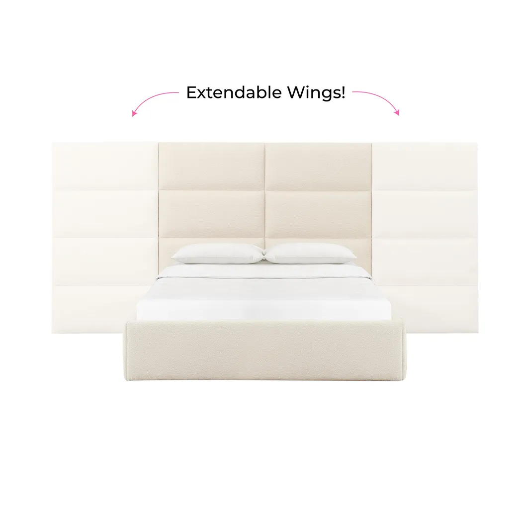 Arliss Cream Boucle Queen Bed with Wings - Thumbnail - Image 5