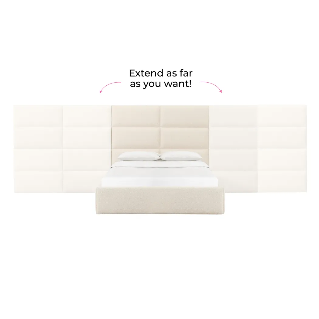 Arliss Cream Boucle Queen Bed with Wings - Thumbnail - Image 6