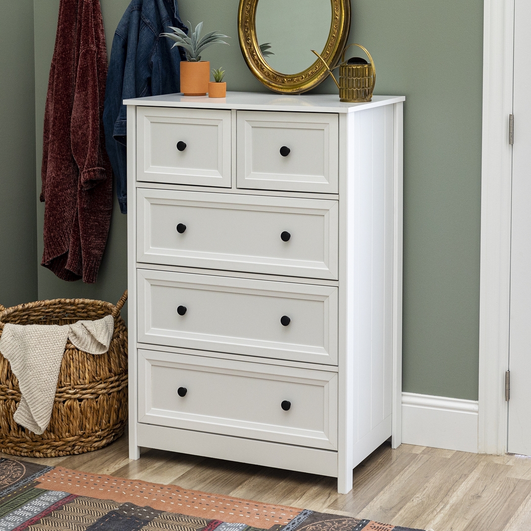 Arlora White 5 Drawer Chest - Thumbnail - Image 3