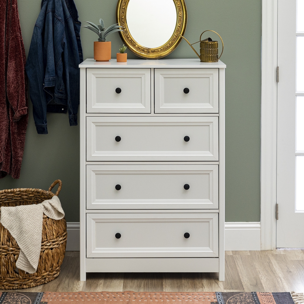 Arlora White 5 Drawer Chest - Thumbnail - Image 4