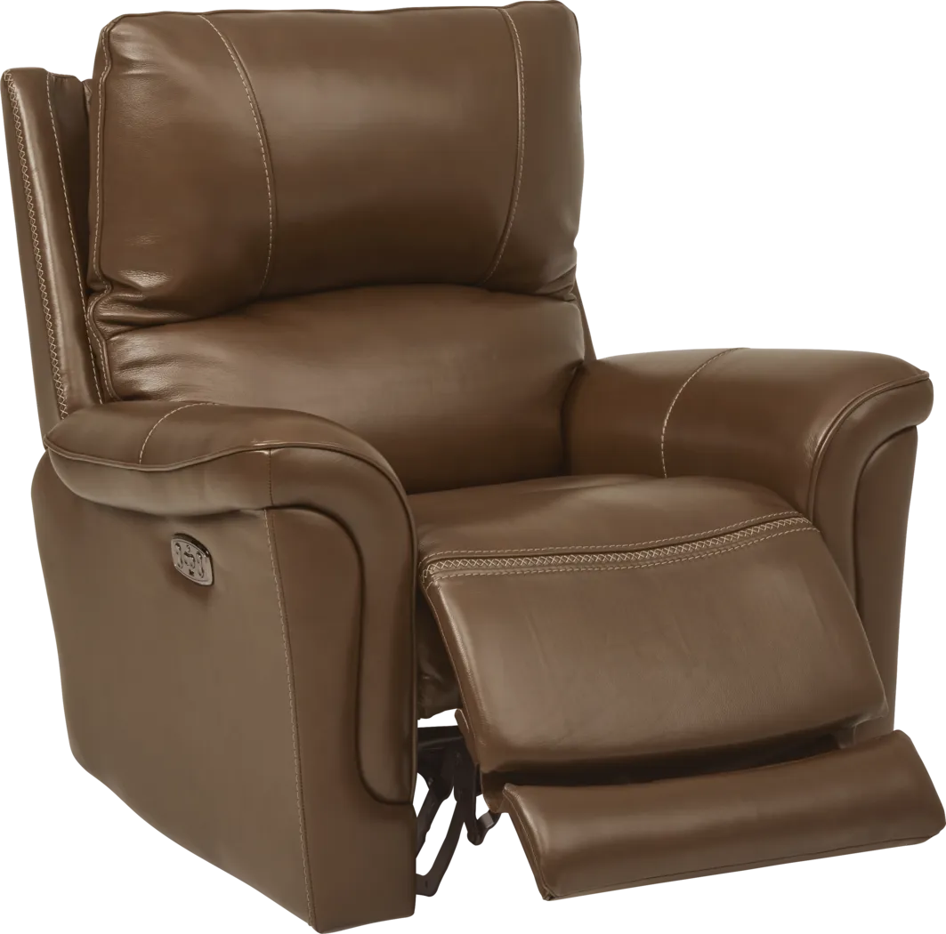 Armano Brown Triple Power Leather Recliner - Thumbnail - Image 1
