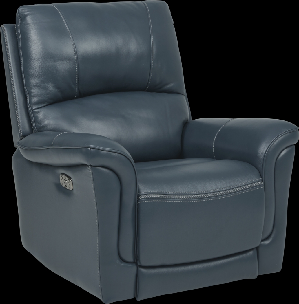 Armano Navy Triple Power Leather Recliner - Thumbnail - Image 3