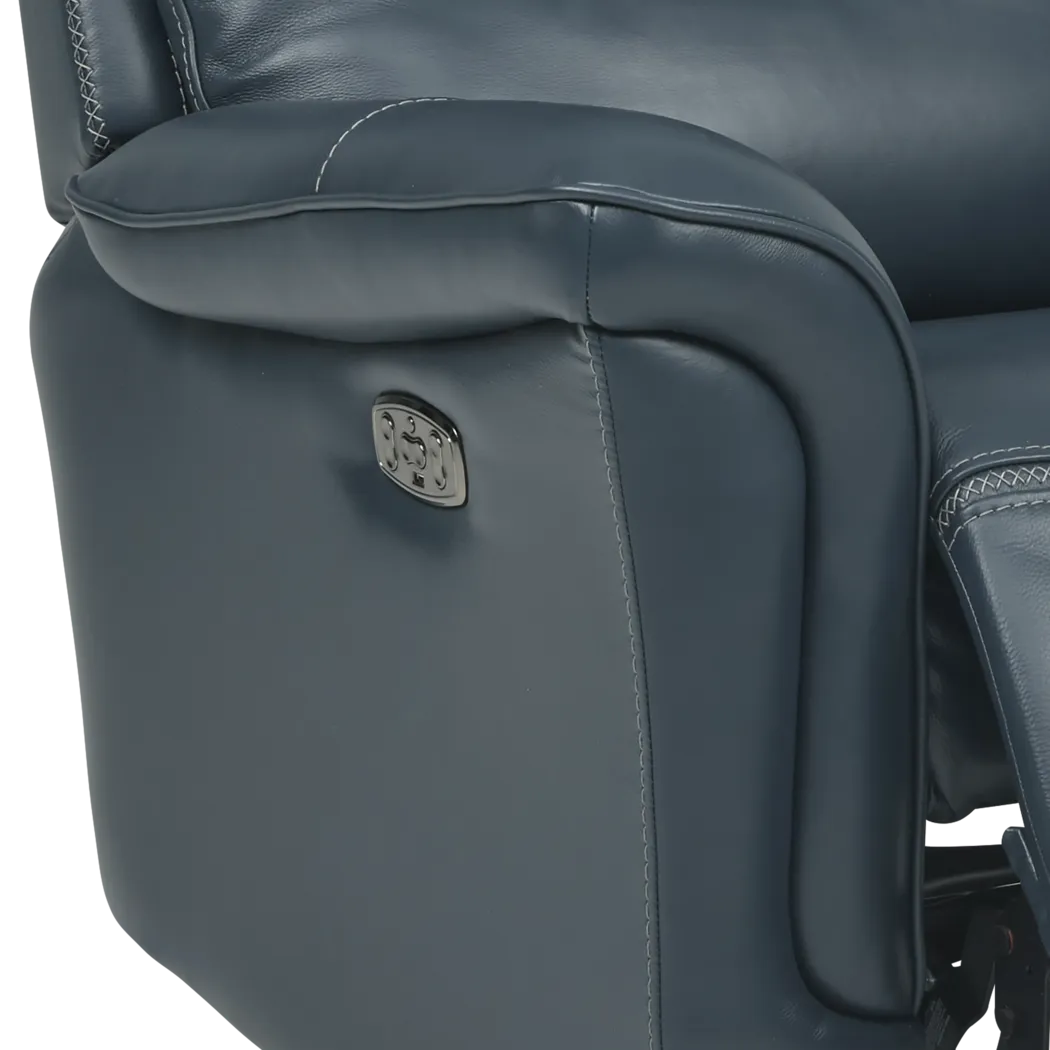 Armano Navy Triple Power Leather Recliner - Image 4