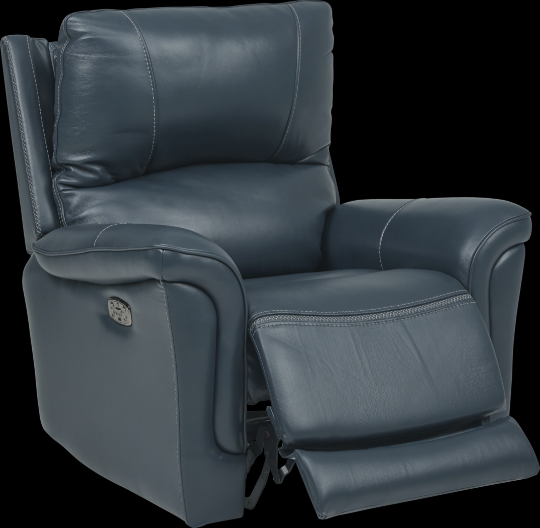 Armano Navy Triple Power Leather Recliner - Thumbnail - Image 1