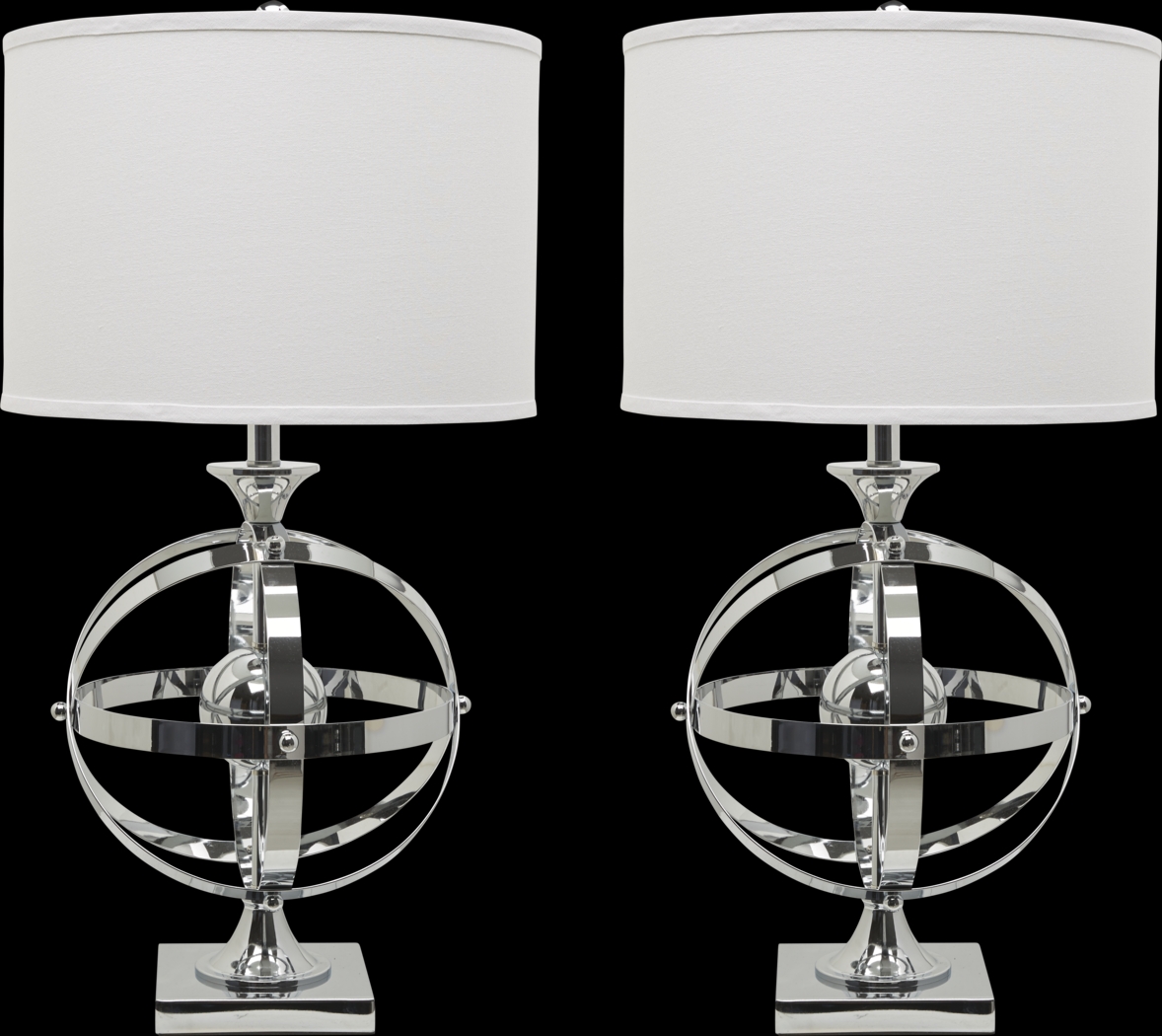 Armillary Silver Table Lamps, Set of 2 - Thumbnail - Image 1