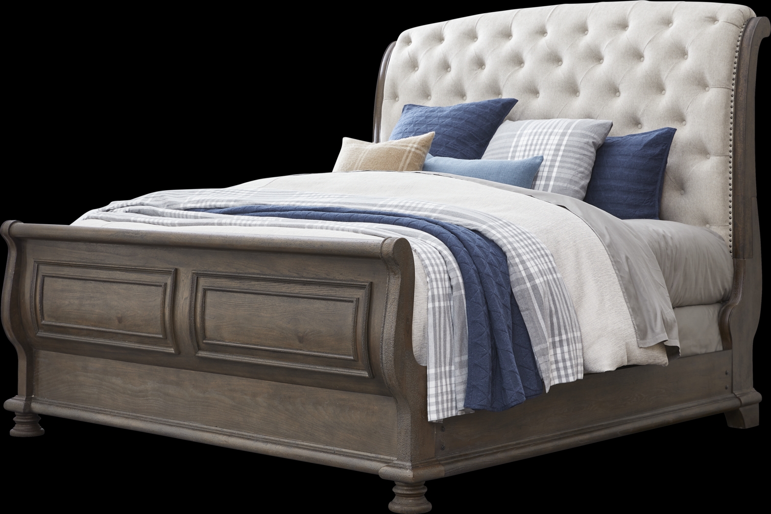 Armitage Dark Brown 3 Pc King Upholstered Bed - Thumbnail - Image 1