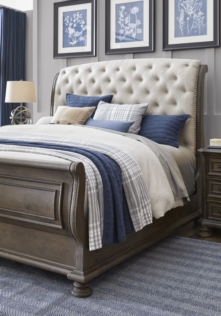 Armitage Dark Brown 5 Pc Queen Upholstered Bedroom - Thumbnail - Image 5