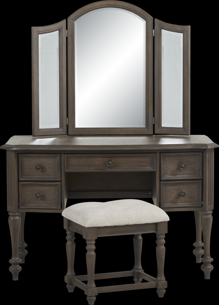 Armitage Dark Brown 3 Pc Vanity Set - Thumbnail - Image 1