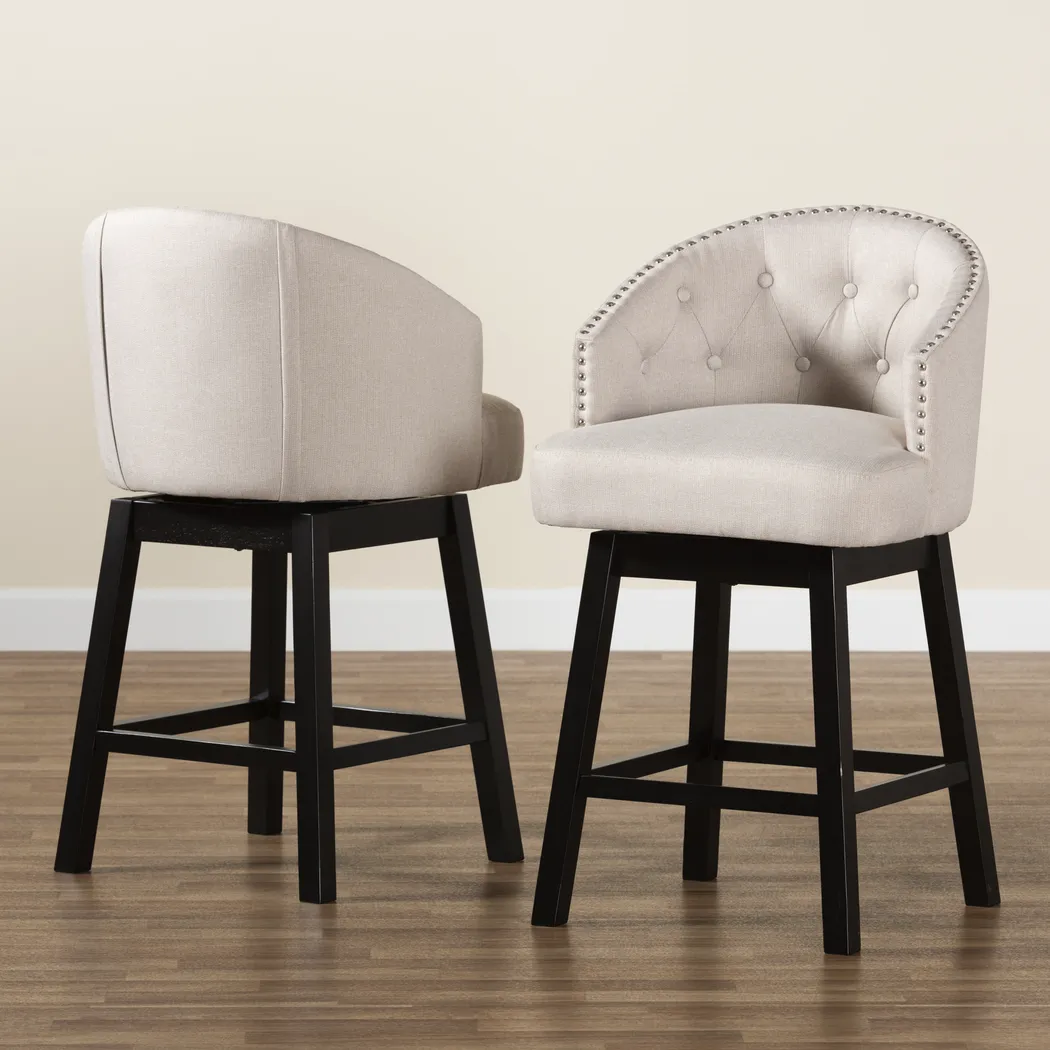 Armourdale Beige Swivel Counter Stool, Set of 2 - Thumbnail - Image 3