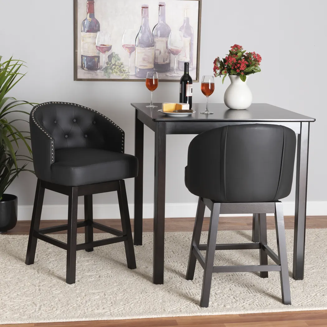 Armourdale Black Swivel Counter Stool, Set of 2 - Thumbnail - Image 2