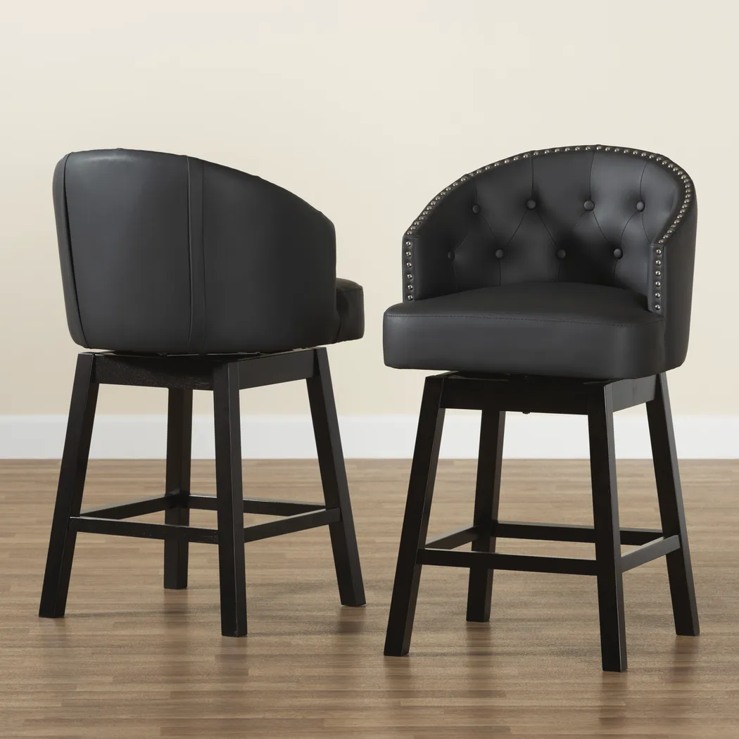 Armourdale Black Swivel Counter Stool, Set of 2 - Thumbnail - Image 3
