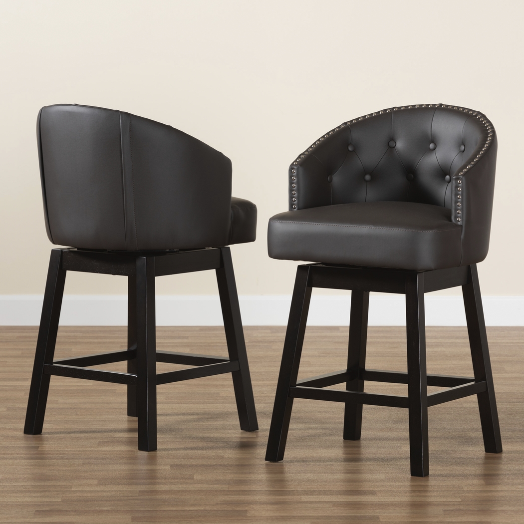 Armourdale Dark Brown Swivel Counter Stool, Set of 2 - Thumbnail - Image 3