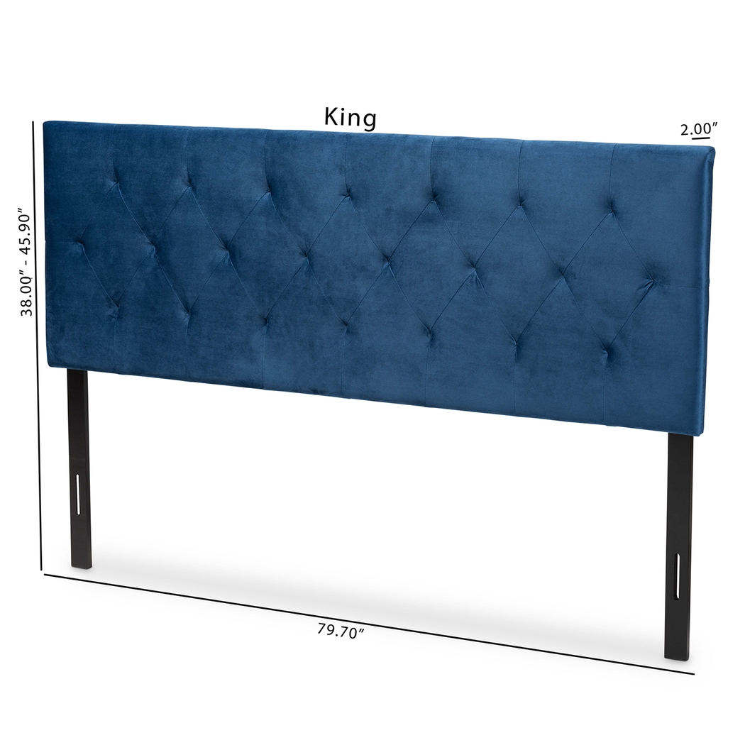 Arpino Navy Blue King Upholstered Headboard - Thumbnail - Image 5