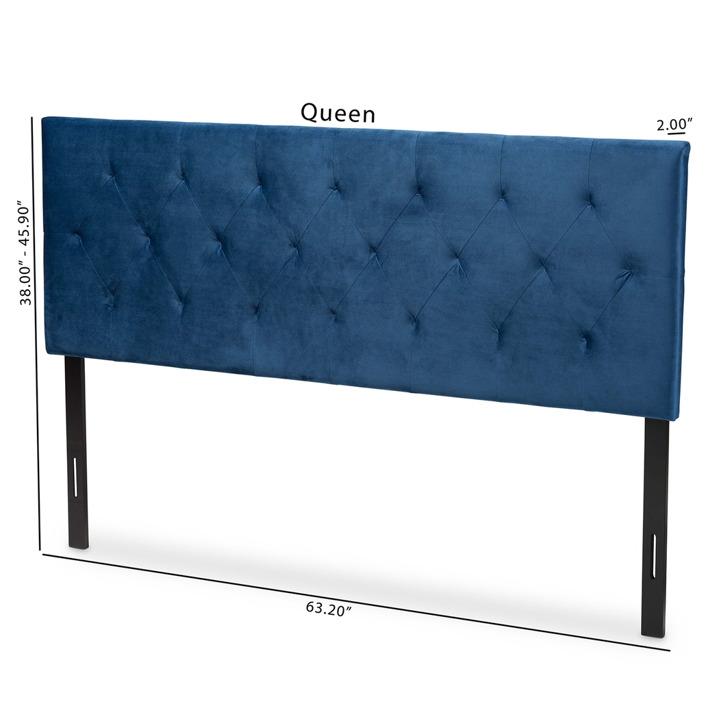 Arpino Navy Blue Queen Upholstered Headboard - Thumbnail - Image 5