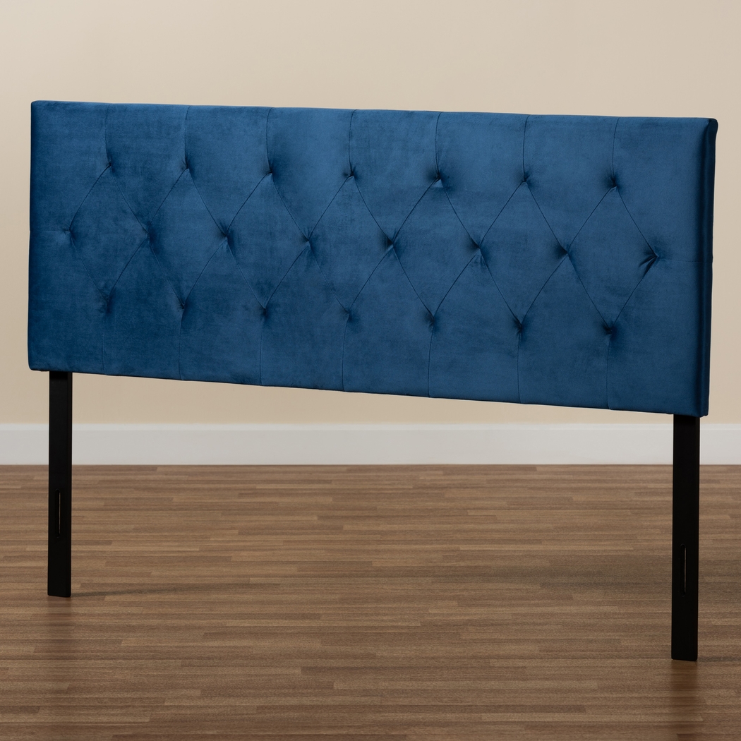 Arpino Navy Blue Queen Upholstered Headboard - Thumbnail - Image 6