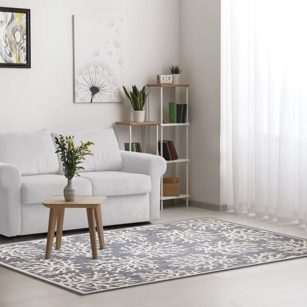 Arshall Blue 5'3 x 7'3 Indoor/Outdoor Rug - Thumbnail - Image 2