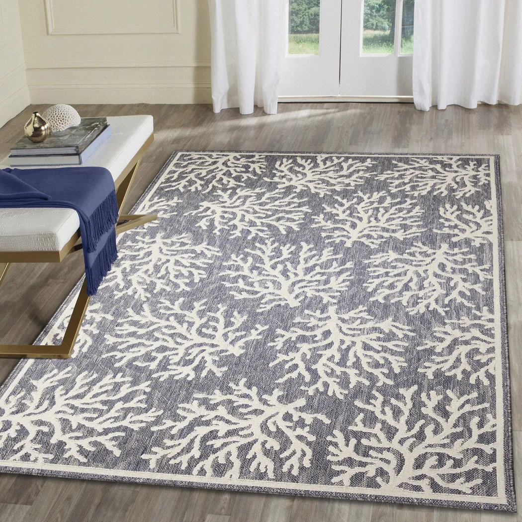 Arshall Blue 5'3 x 7'3 Indoor/Outdoor Rug - Thumbnail - Image 3