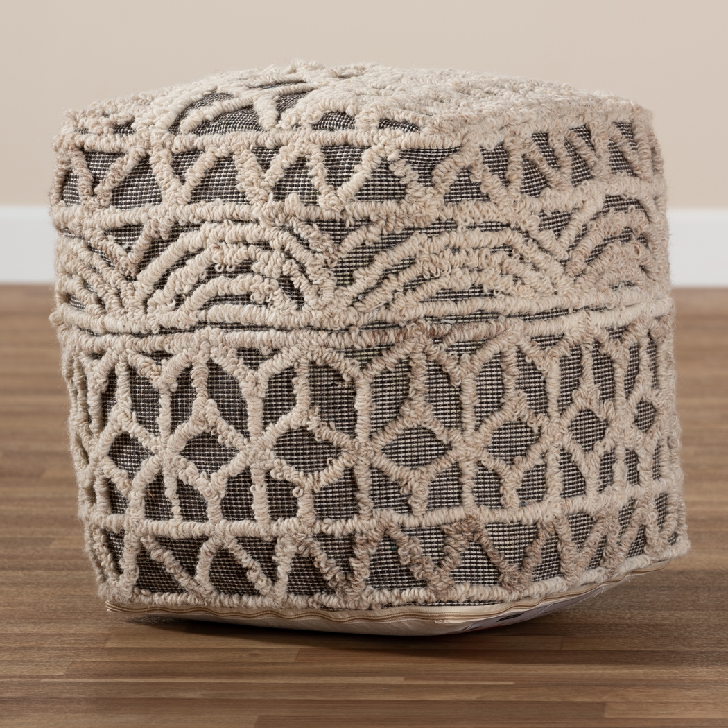 Artesian Court Beige Pouf - Thumbnail - Image 4