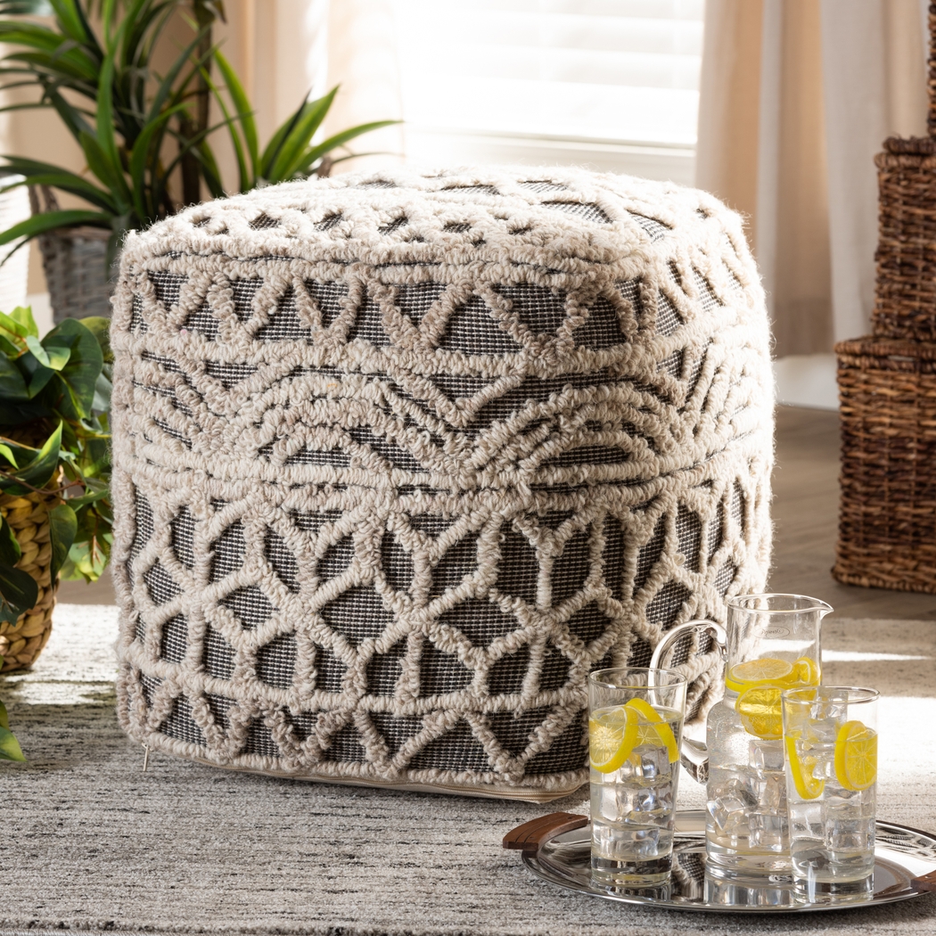 Artesian Court Beige Pouf - Thumbnail - Image 5