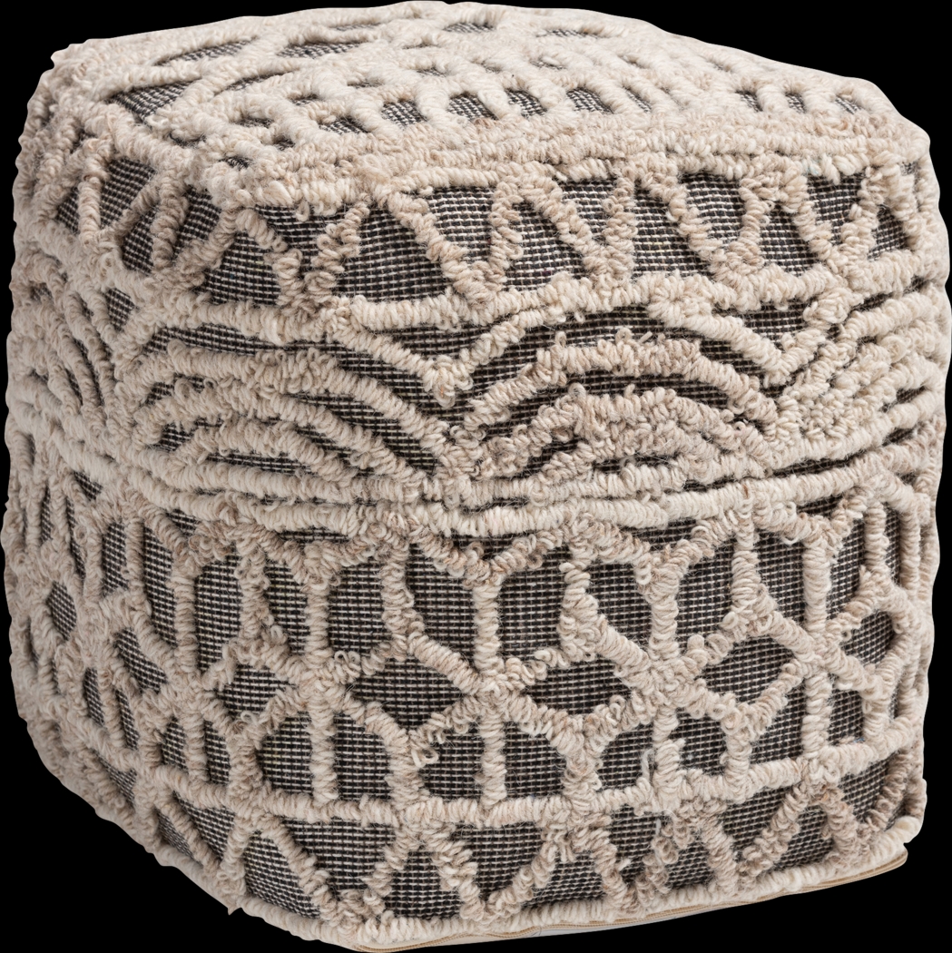 Artesian Court Beige Pouf - Thumbnail - Image 1