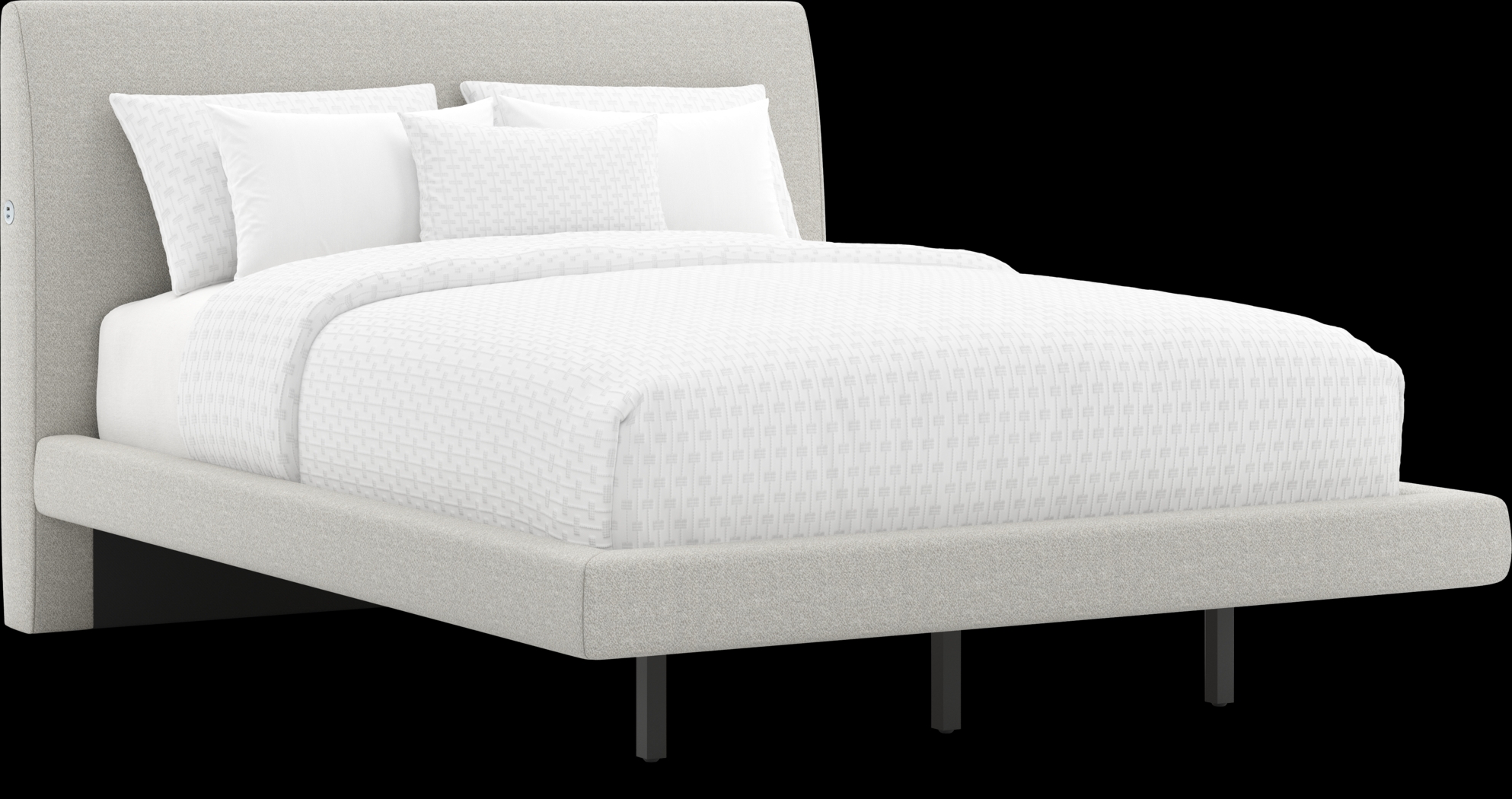 Aruba Gray 3 Pc Queen Upholstered Bed - Thumbnail - Image 1