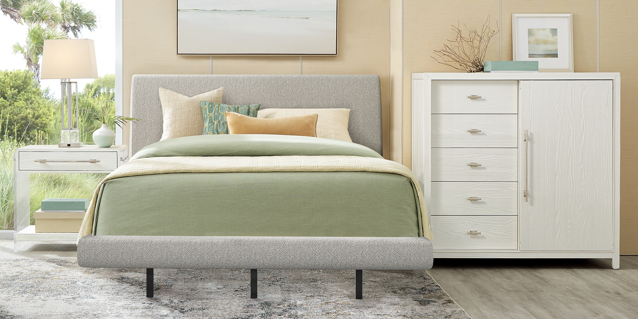 Aruba Gray 3 Pc King Upholstered Bed - Thumbnail - Image 3