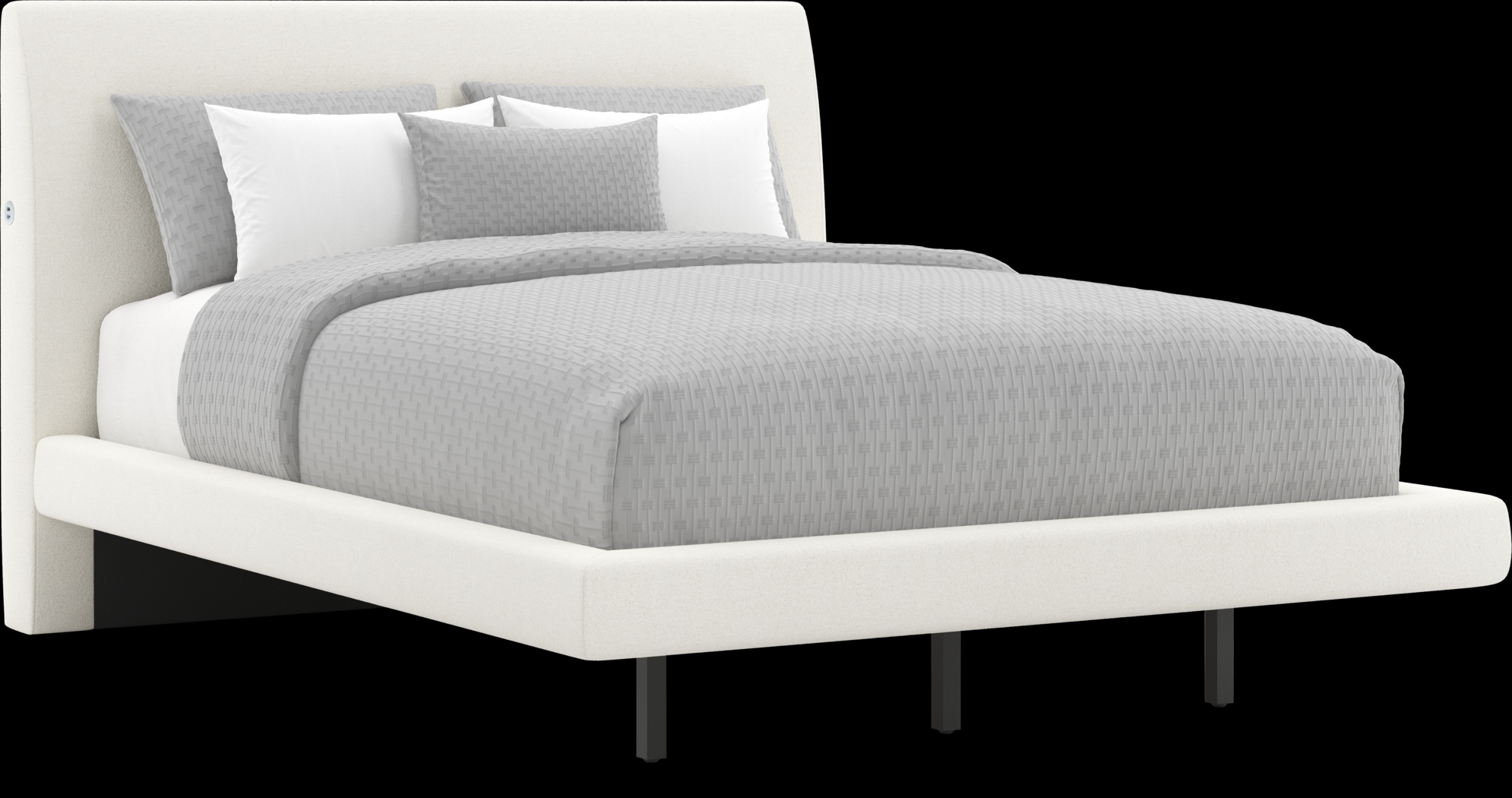 Aruba White 3 Pc King Upholstered Bed - Thumbnail - Image 1
