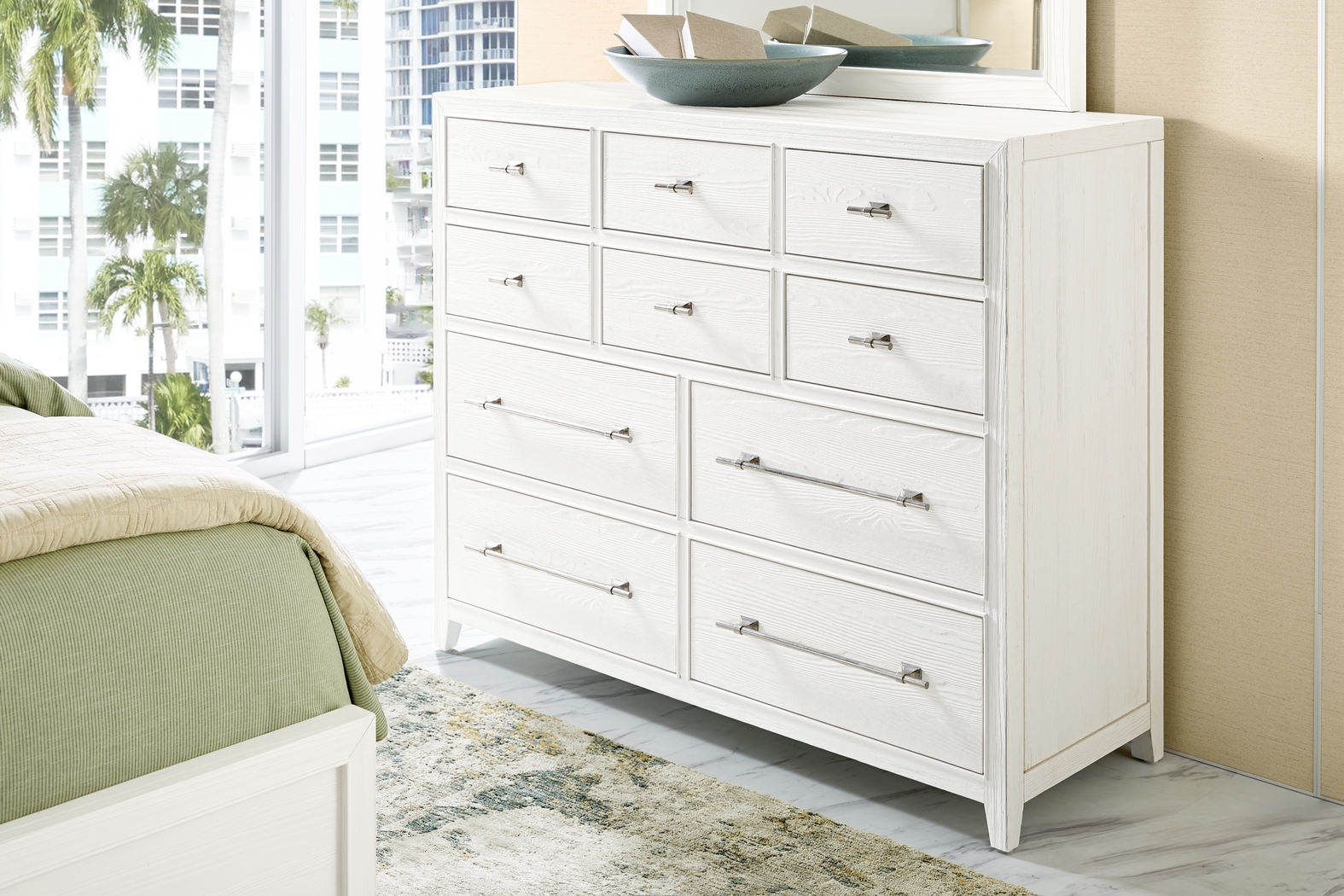 Aruba White 7 Pc King Panel Bedroom - Thumbnail - Image 7