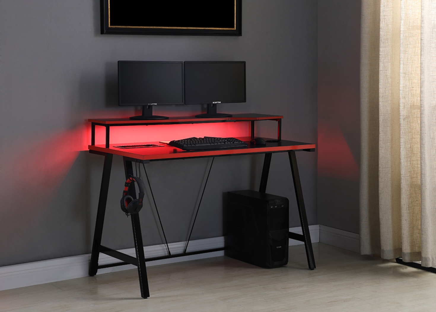 Arya Black/Red 48 In. Gaming Desk - Thumbnail - Image 7